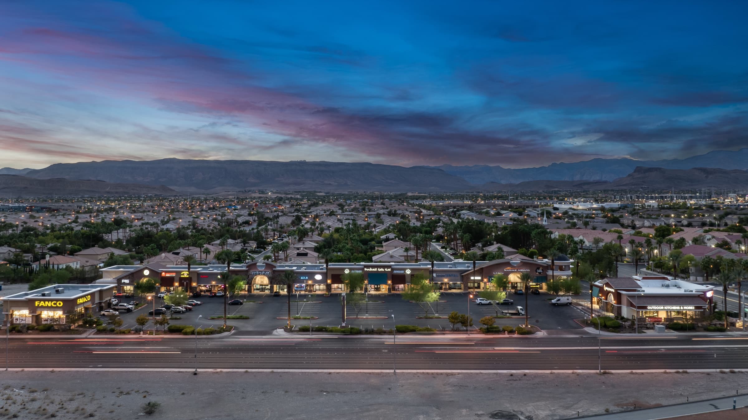 The Montage shopping center in Las Vegas at dusk